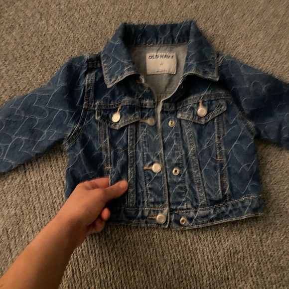 girls denim jacket 3T toddler Old Navy Kids Heart Patterned Blue Jean Jacket - Picture 5 of 16